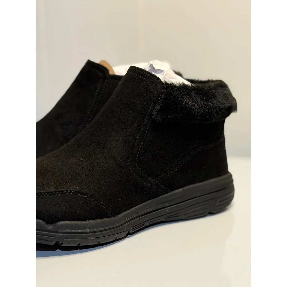 Ryka Amaze Ankle Booties Black Water-Repellent Faux Fur Lined Women 7.5 Wide‎